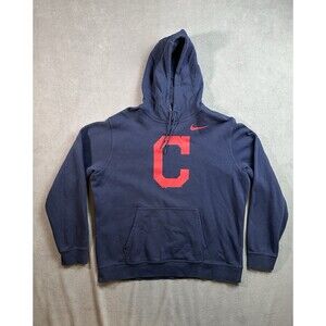 Cleveland Guardians Hoodie Mens XXL Blue Nike Dri Fit Sweatshirt Fleece Logo MLB